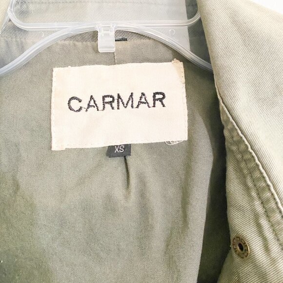 🦋 LF CARMAR Olive Green Moto Zip Up Jacket XS - Picture 3 of 7
